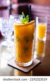 Non Alcoholic Sea Buckthorn Cocktail With Mint