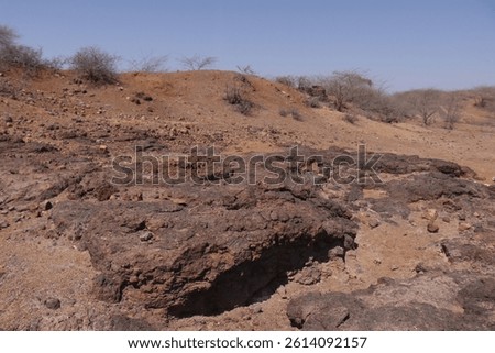 Non conformity between Deccan Trap basalt and overlying Early Eocene classics of Naredi Formation, at kakdi River, on Naliya-Narayan Sarovar road,Kachchh. Contact represents wave ravinement surface.