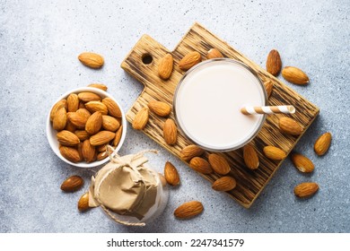 Non dairy milk, almond milk, vegan product. - Shutterstock ID 2247341579