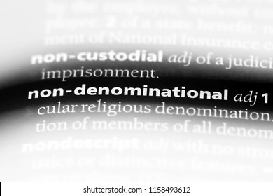 non denominational word in a dictionary. non denominational concept.