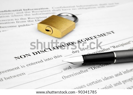 Non disclosure agreement with lock and pen