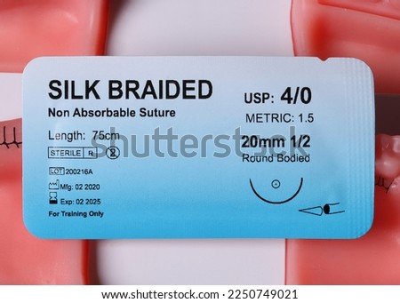 non-absorbable silk-type suture with a size of 75 cm