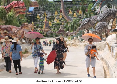 Nongnooch garden pattaya ,Thailand - JULY 14 ,2018 : The tourist traveling at Nongnooch garden pattaya in thailand