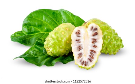 noni fruit isolated on white clipping path.
