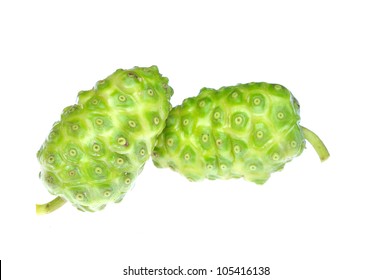 Noni Indian Mulberry Fruit On White Background