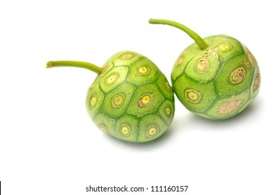 Noni Indian Mulberry Fruit On White Background