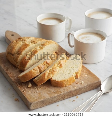 Nonna Mary's Ciambella with spoon served on a wooden chopboard Stock photo © 