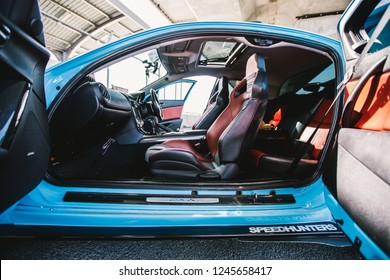 Nonthaburi - Nov 2018 : Interior Of Blue Mazda RX8 With 2Jz-GTE Engine Recaro Seat, Sunroof In Nonthaburi,Thailand Shoot By Vapixs Photography.