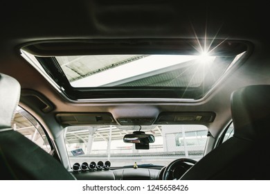 Nonthaburi - Nov 2018 : Interior Of Blue Mazda RX8 With 2Jz-GTE Engine Recaro Seat, Sunroof In Nonthaburi,Thailand Shoot By Vapixs Photography.