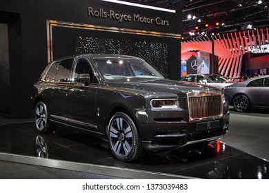 Nonthaburi, Thailand - April 3, 2019: Rolls Royce Cullinan Luxury SUV Presented In Motor Show 2019