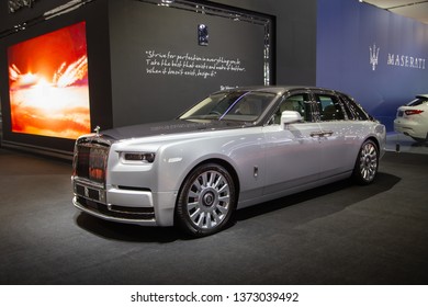 Nonthaburi, Thailand - April 3, 2019: Rolls Royce Phantom Luxury Car Presented In Motor Show 2019