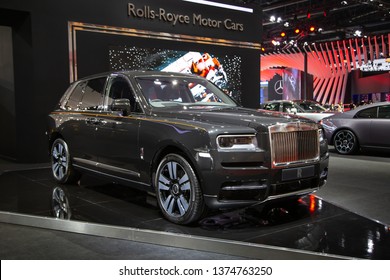 Nonthaburi, Thailand - April 3, 2019: Rolls Royce Cullinan Luxury SUV Presented In Motor Show 2019