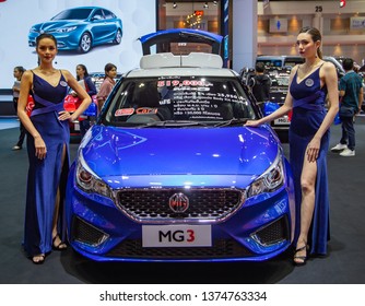 Nonthaburi, Thailand - April 3, 2019: Presenters Introduce MG 3 Car In Motor Show 2019