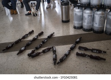 Nonthaburi, Thailand - February 1, 2021 : Protest By Bar Owners And Suppliers Against Unfair Alcohol Restriction