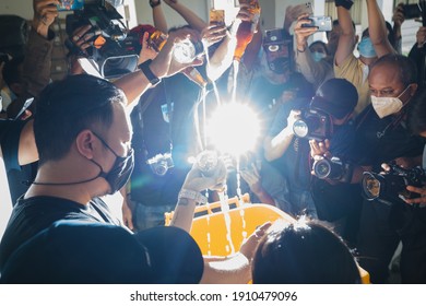 Nonthaburi, Thailand - February 1, 2021 : Protest By Bar Owners And Suppliers Against Unfair Alcohol Restriction