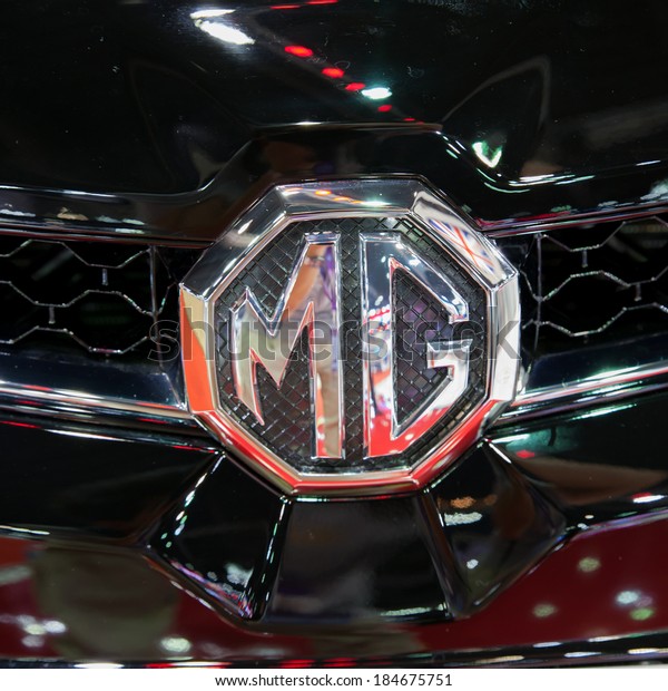NONTHABURI, THAILAND - MARCH 26: Logo of MG\
Motor car on display at The 35th Bangkok International Motor Show\
on March 26, 2014  in Nonthaburi,\
Thailand.