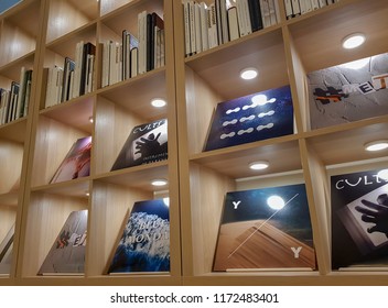 Nonthaburi Thailand-September-02-2018;Blurred Photo Of Simple Creative Homemade With Bookshelf Design For Interior Decoration And Unique At IKEA Bang Yai