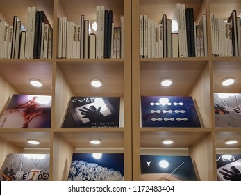 Nonthaburi Thailand-September-02-2018;Blurred Photo Of Simple Creative Homemade With Bookshelf Design For Interior Decoration And Unique At IKEA Bang Yai