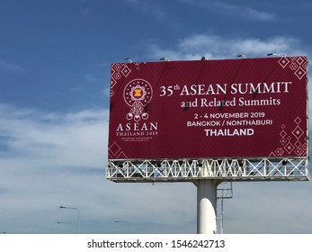 NONTHABURI,THAILAND-31 OCTOBER 2019:Board Of ASEAN Summit Association Of Southeast Nations In Thailand