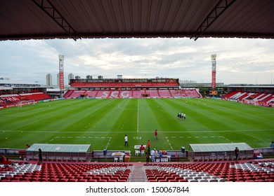 NONTHABURI,THAILAND-AUGUST 14, 2013: The SCG Stadium Home Of Muangthong United Football Club Certified Standard Of Asian Football Confederation At SCG Stadium On August 14, 2013 In Nonthaburi,Thailand