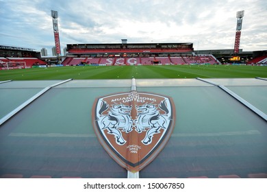 NONTHABURI,THAILAND-AUGUST 14, 2013: The SCG Stadium Home Of Muangthong United Football Club Certified Standard Of Asian Football Confederation At SCG Stadium On August 14, 2013 In Nonthaburi,Thailand