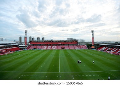 NONTHABURI,THAILAND-AUGUST 14, 2013: The SCG Stadium Home Of Muangthong United Football Club Certified Standard Of Asian Football Confederation At SCG Stadium On August 14, 2013 In Nonthaburi,Thailand