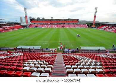 NONTHABURI,THAILAND-AUGUST 14, 2013: The SCG Stadium Home Of Muangthong United Football Club Certified Standard Of Asian Football Confederation At SCG Stadium On August 14, 2013 In Nonthaburi,Thailand