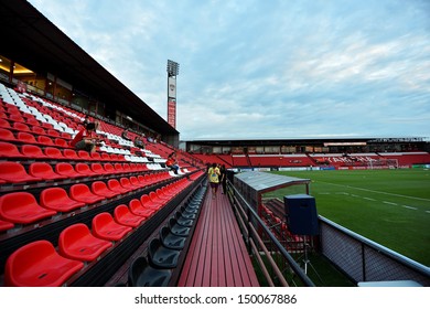 NONTHABURI,THAILAND-AUGUST 14, 2013: The SCG Stadium Home Of Muangthong United Football Club Certified Standard Of Asian Football Confederation At SCG Stadium On August 14, 2013 In Nonthaburi,Thailand