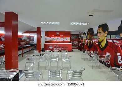 NONTHABURI,THAILAND-AUGUST 14, 2013:Press Conference Room At Muangthong United Football Club Certified Standard Of Asian Football Confederation At SCG Stadium On August 14, 2013 In Nonthaburi,Thailand