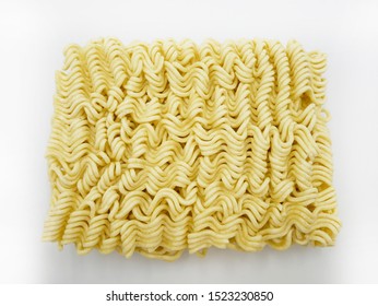 Noodle And Packaging Ready To Cook On White Background