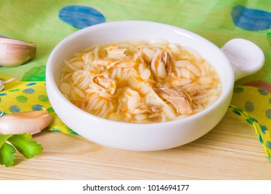 noodle soup with chicken and garlic