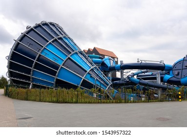 Nooitgedacht, The Netherlands - October 17, 2019: Worlds Biggest Indoor Water Slide Located At Hof Van Saksen, The Netherlands. It Has A Drop Of Almost 10 Meters.