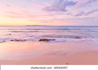 Noosa beach at sunset on the Sunshine Coast in Queensland, Australia