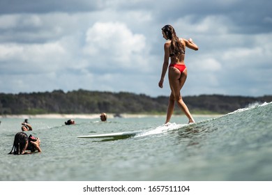 Noosa Heads, Queensland / Australia - February 26 2020: Surfer in the famous Noosa Festival of Surf