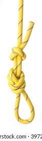 Noose Or Loop On Yellow Climbing Rope Isolated On White