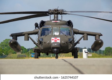 Nordholz Cuxhaven Airport, GERMANY - May 20th 2017: A United States Army Sikorsky Black Hawk Medevac  Search And Rescue (SAR) Helicopter Is Present In The Static Display At The SAR Meeting Of 2017.