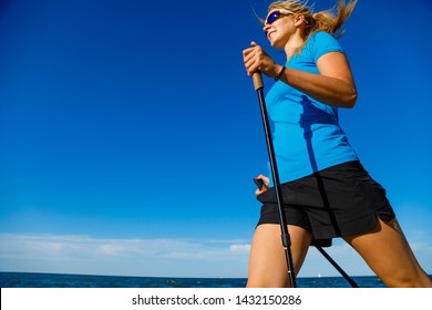 Nordic Walking - Young Woman Training