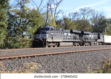 Norfolk Southern Train heading westbound in Perdix, Pa, USA, October 19, 2019