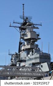 NORFOLK, VA - SEP 11: USS Wisconsin Battleship (BB-64) In Norfolk, Virginia, As Seen On Sep 11, 2015. It Was Built At The Philadelphia Naval Shipyard, Pennsylvania And Launched On 7 December 1943.