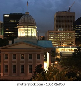 Norfolk, VA, USA October 10, 2017 the dome of the Old City hall of Norfolk Virginia is outlined against the skyline and the dusk sky.