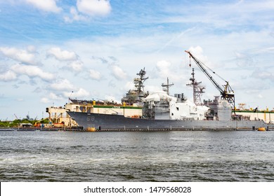 NORFOLK, VIRGINIA, USA – AUGUST 3, 2019: The General Dynamics NASSCO-Norfolk Shipyard.