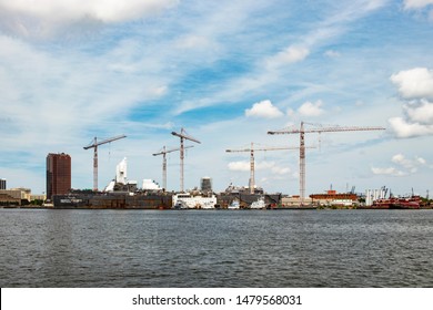 NORFOLK, VIRGINIA, USA – AUGUST 3, 2019: The General Dynamics NASSCO-Norfolk Shipyard.