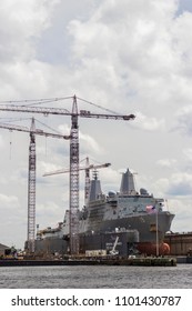 NORFOLK, VIRGINIA, USA – MAY 27, 2018:  The General Dynamics NASSCO-Norfolk Shipyard.