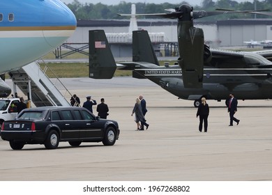 Norfolk, Virginia, USA - May 3, 2021: President Joe Biden And First Lady Dr. Jill Biden Approaching The Steps Of Airforce One