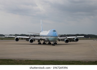Norfolk, Virginia, USA - May 3, 2021: Airforce One With All On Board Now Starts Rolling Towards The Taxi Way