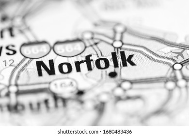 Norfolk. Virginia. USA On A Geography Map