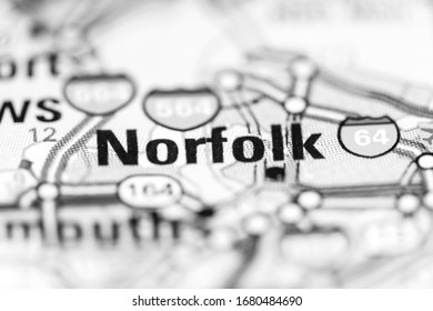 Norfolk. Virginia. USA On A Geography Map