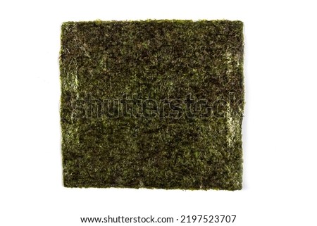 nori seaweed sheet isolated on white, top view.
