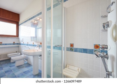 Normal Bathroom With Large Shower In Apartment Interior