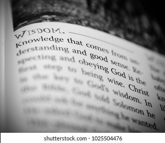 Norman, OK Feb. 15, 2018 The Word: Wisdom Defined In A Religious Dictionary. Selective Focus On The Word: Wisdom. 